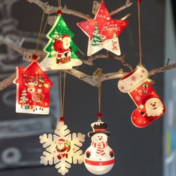 image-LED Christmas Tree Ornament Lights 10 Bulb Battery Operated 6pc Set