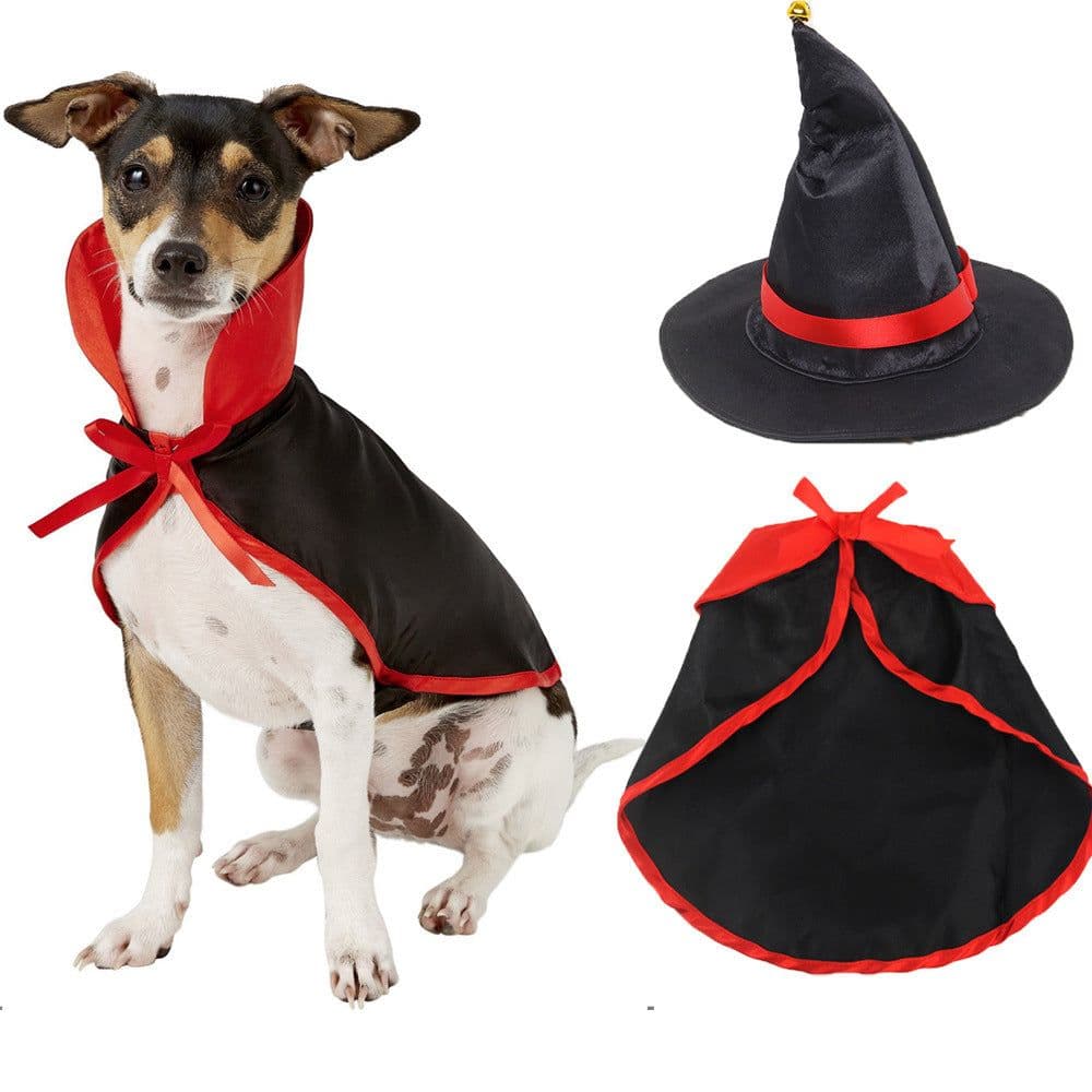 image-Pet Halloween Wizard Cloak and Hat Costume for Dogs and Cats