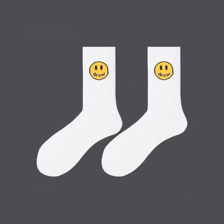 image-Drew House Smiley Face Crew Socks Unisex Cotton Sports Socks