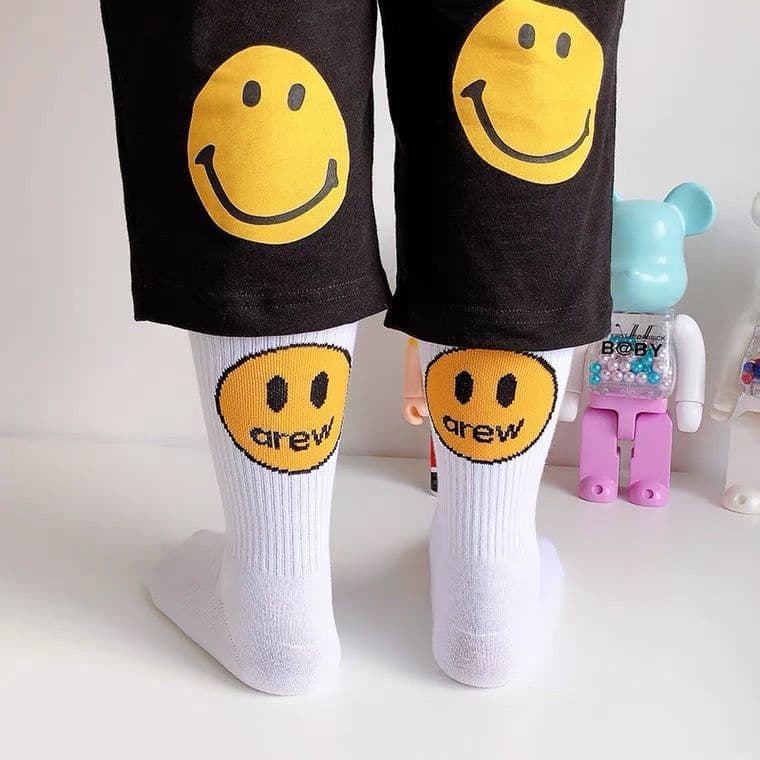 image-Drew House Smiley Face Crew Socks Unisex Cotton Sports Socks