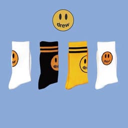 image-Drew House Smiley Face Crew Socks Unisex Cotton Sports Socks