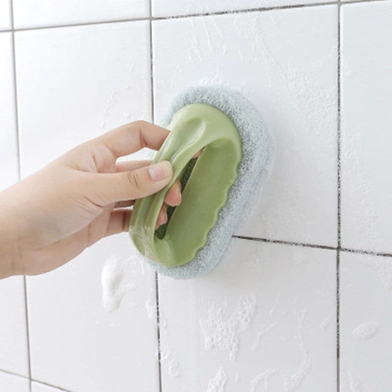 image-Kitchen Cleaning Brush with Handle - Sponge Scrubber for Stove Bathtub Tiles