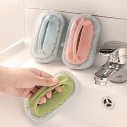 image-Kitchen Cleaning Brush with Handle - Sponge Scrubber for Stove Bathtub Tiles