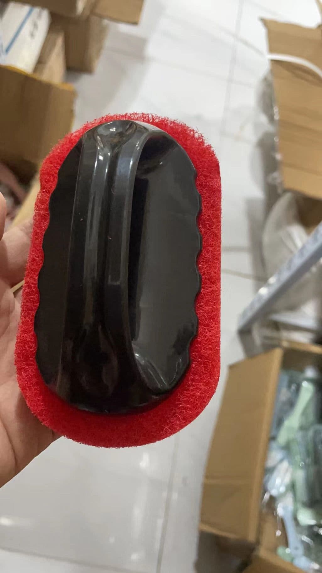 image-Kitchen Cleaning Brush with Handle - Sponge Scrubber for Stove Bathtub Tiles