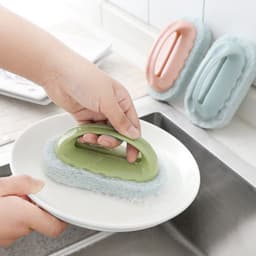 image-Kitchen Cleaning Brush with Handle - Sponge Scrubber for Stove Bathtub Tiles
