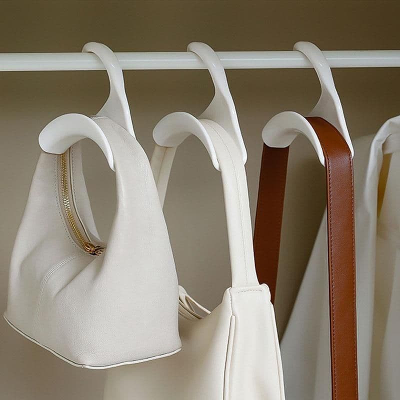image-Plastic Arched Storage Hooks for Bags Scarves Hats, 4 Pack White