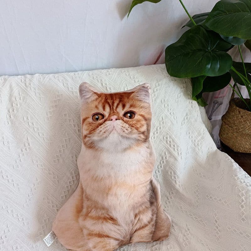 image-DIY 3D Cat Plush Pillow Toy Gift Brown 47x26cm