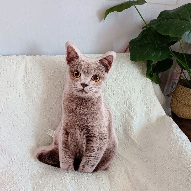 image-DIY 3D Cat Plush Pillow Toy Gift Brown 47x26cm