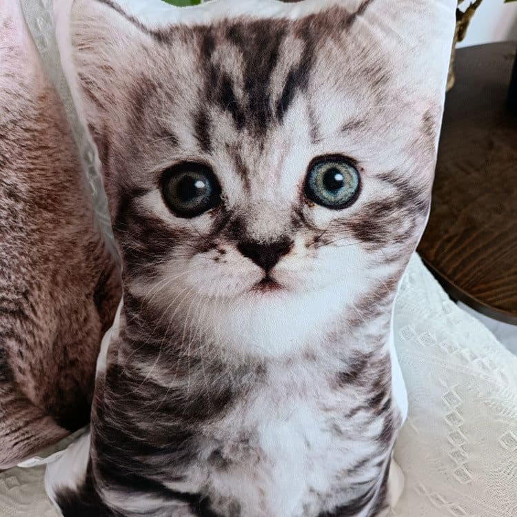 image-DIY 3D Cat Plush Pillow Toy Gift Brown 47x26cm