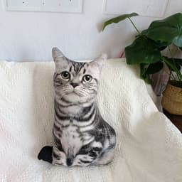 image-DIY 3D Cat Plush Pillow Toy Gift Brown 47x26cm