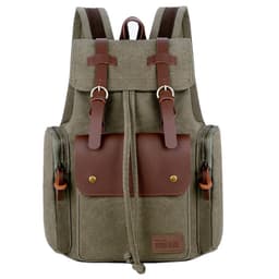 image-Wabago Men's Canvas Leather Backpack 30x42x14cm Business Laptop Bag