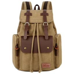 image-Wabago Men's Canvas Leather Backpack 30x42x14cm Business Laptop Bag