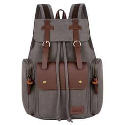 image-Wabago Men's Canvas Leather Backpack 30x42x14cm Business Laptop Bag
