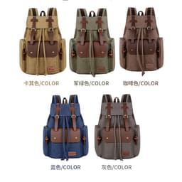 image-Wabago Men's Canvas Leather Backpack 30x42x14cm Business Laptop Bag
