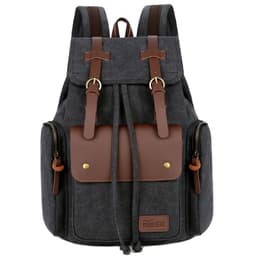 image-Wabago Men's Canvas Leather Backpack 30x42x14cm Business Laptop Bag