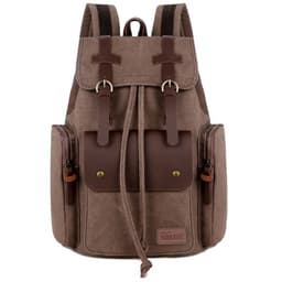 image-Wabago Men's Canvas Leather Backpack 30x42x14cm Business Laptop Bag