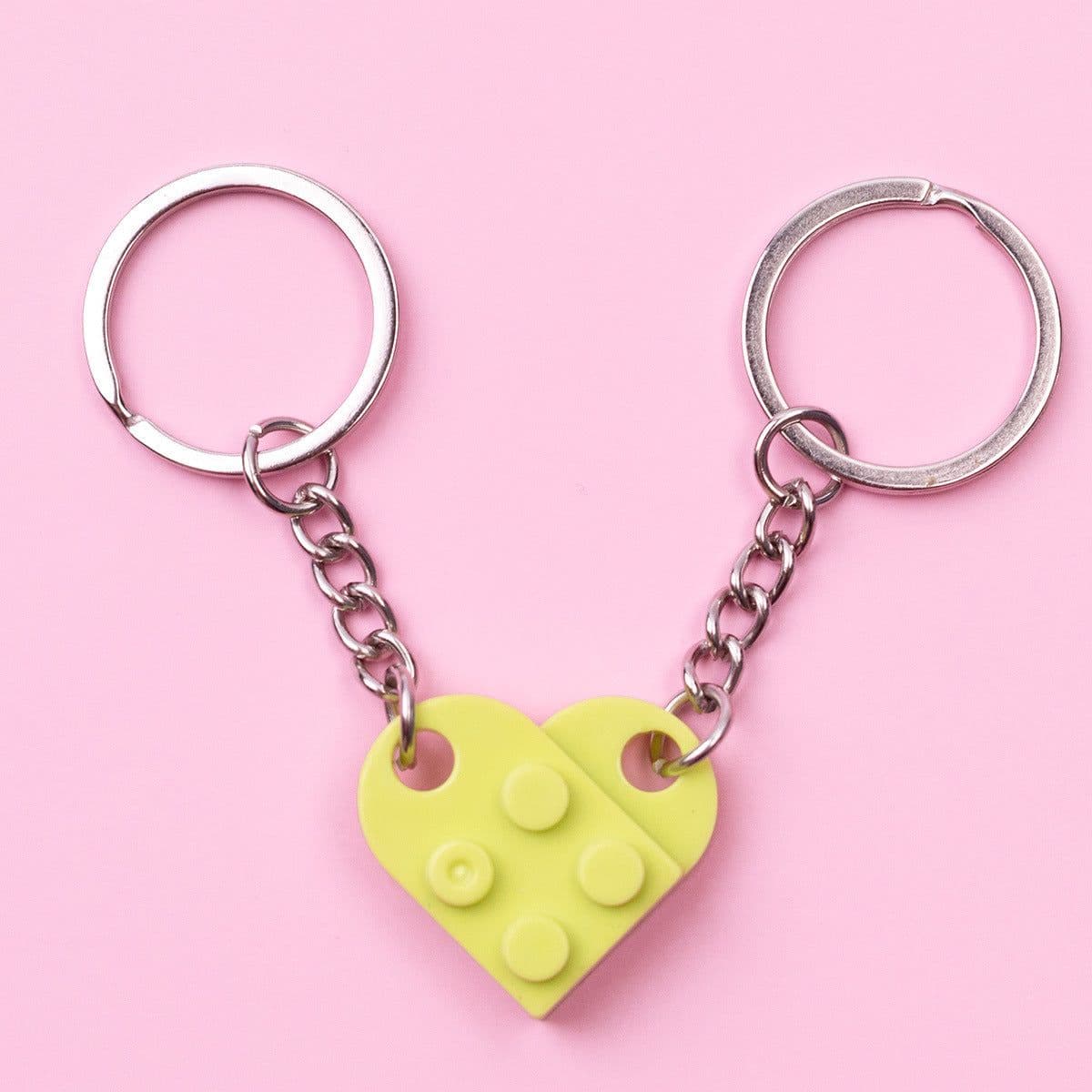 image-Heart-Shaped Couple Keychain Building Blocks DIY Split Gift
