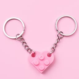 image-Heart-Shaped Couple Keychain Building Blocks DIY Split Gift
