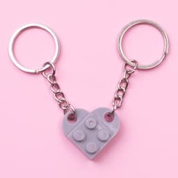 image-Heart-Shaped Couple Keychain Building Blocks DIY Split Gift
