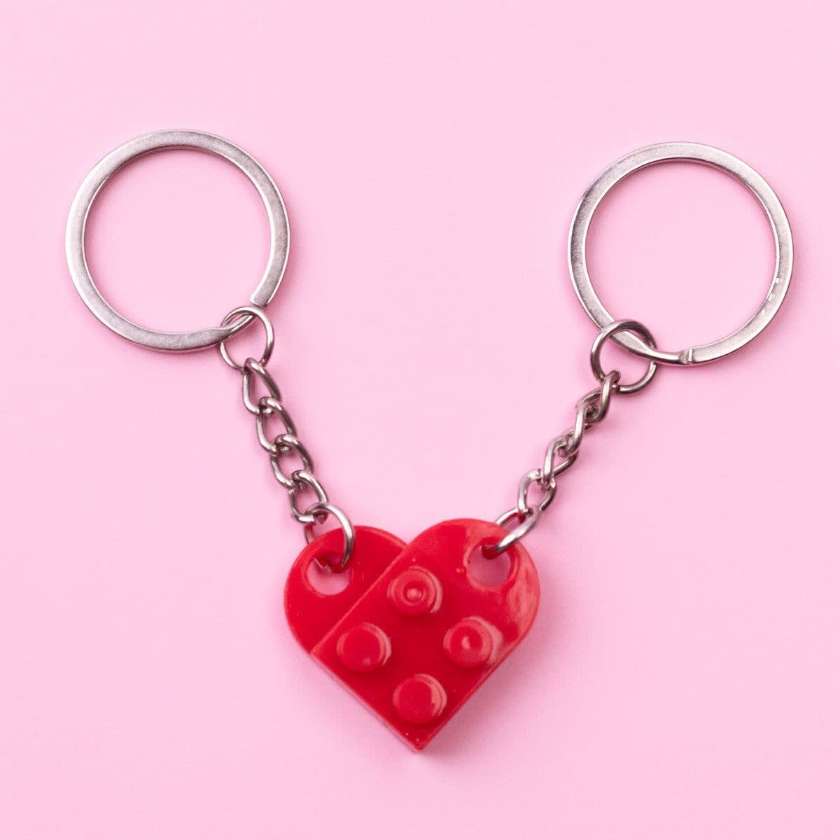 image-Heart-Shaped Couple Keychain Building Blocks DIY Split Gift