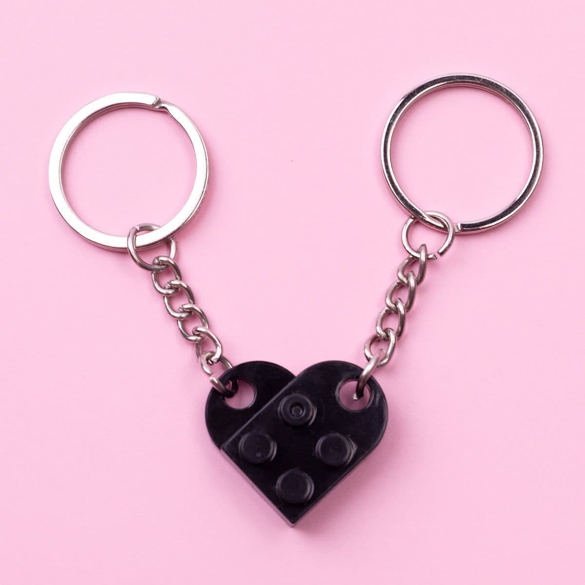 image-Heart-Shaped Couple Keychain Building Blocks DIY Split Gift