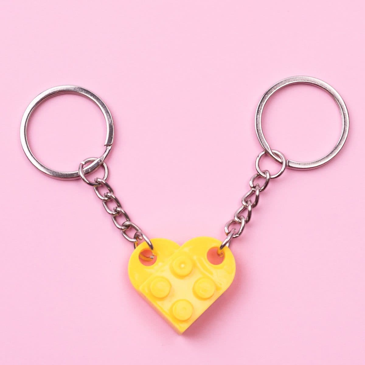 image-Heart-Shaped Couple Keychain Building Blocks DIY Split Gift
