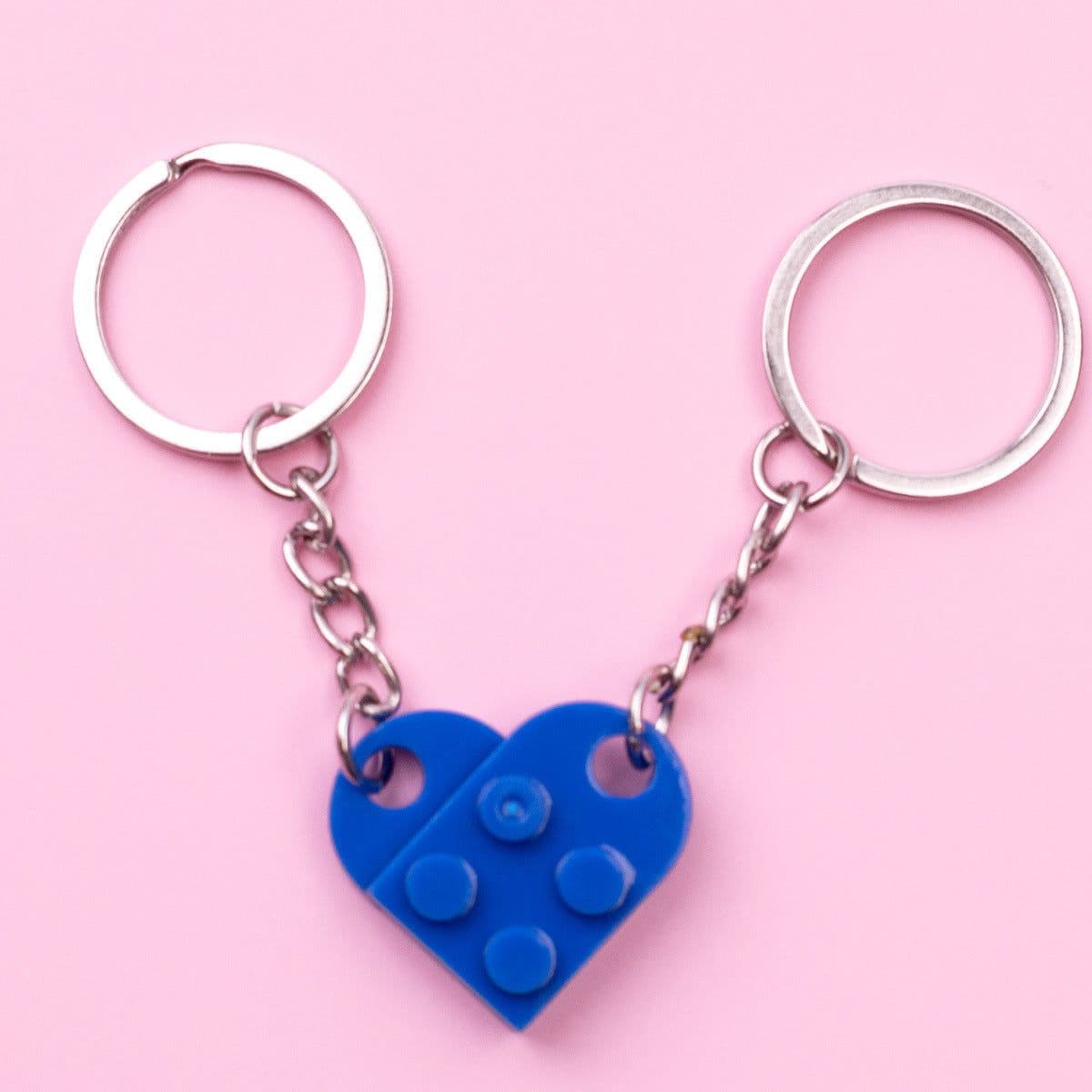 image-Heart-Shaped Couple Keychain Building Blocks DIY Split Gift