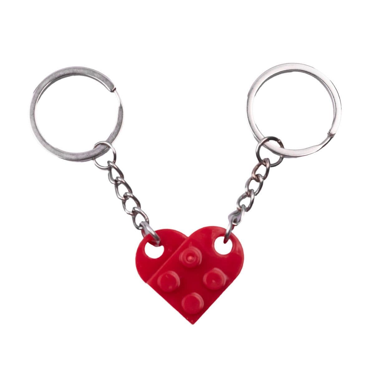 image-Heart-Shaped Couple Keychain Building Blocks DIY Split Gift