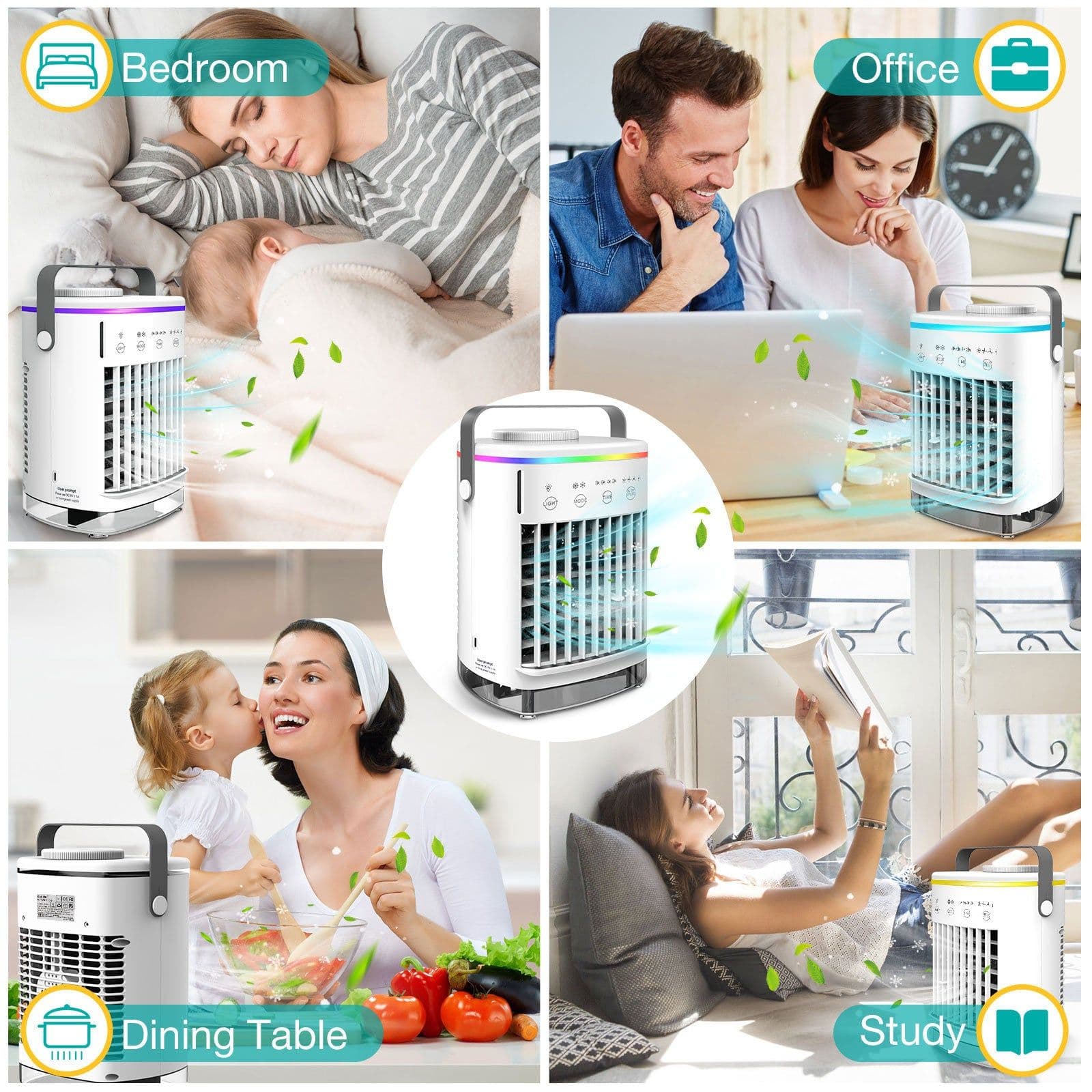 image-Portable USB Air Cooler Fan with Humidifier and Spray Function