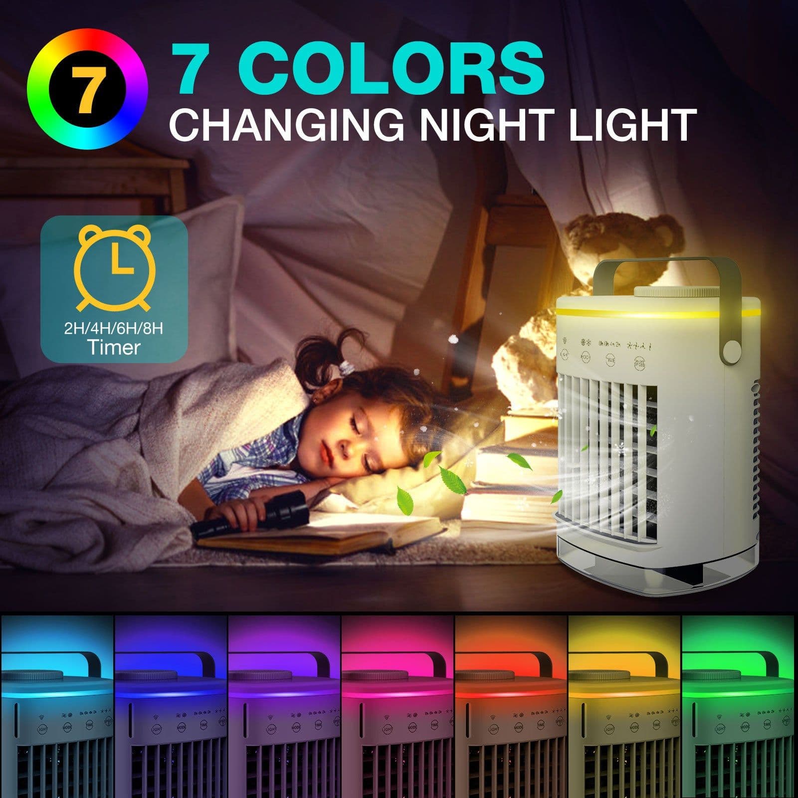 image-Portable USB Air Cooler Fan with Humidifier and Spray Function
