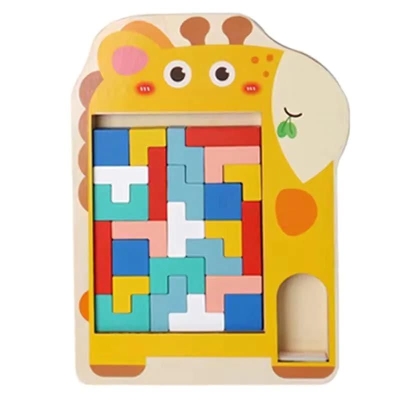 image-3D Wooden Tetris Puzzle Educational Toy for Kids 4-6 Years
