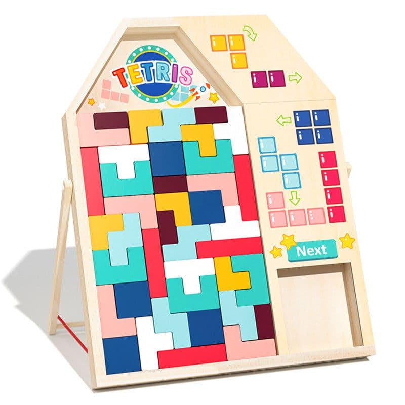 image-3D Wooden Tetris Puzzle Educational Toy for Kids 4-6 Years