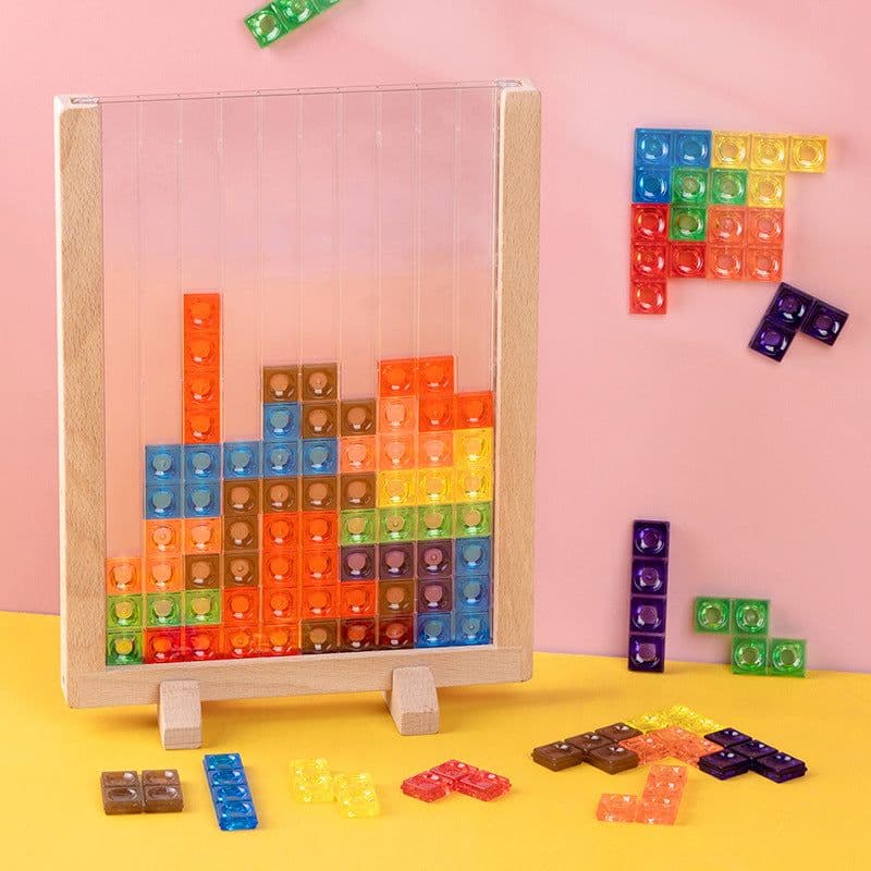 image-3D Wooden Tetris Puzzle Educational Toy for Kids 4-6 Years