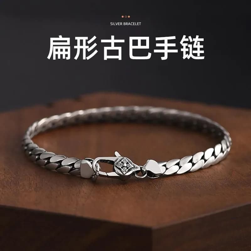 image-Men's Cuban Chain Bracelet Copper Braided Retro Buckle Jewelry