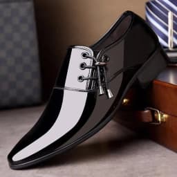 image-Simon Rainer Men's Leather Dress Shoes Pointed Toe Business Casual