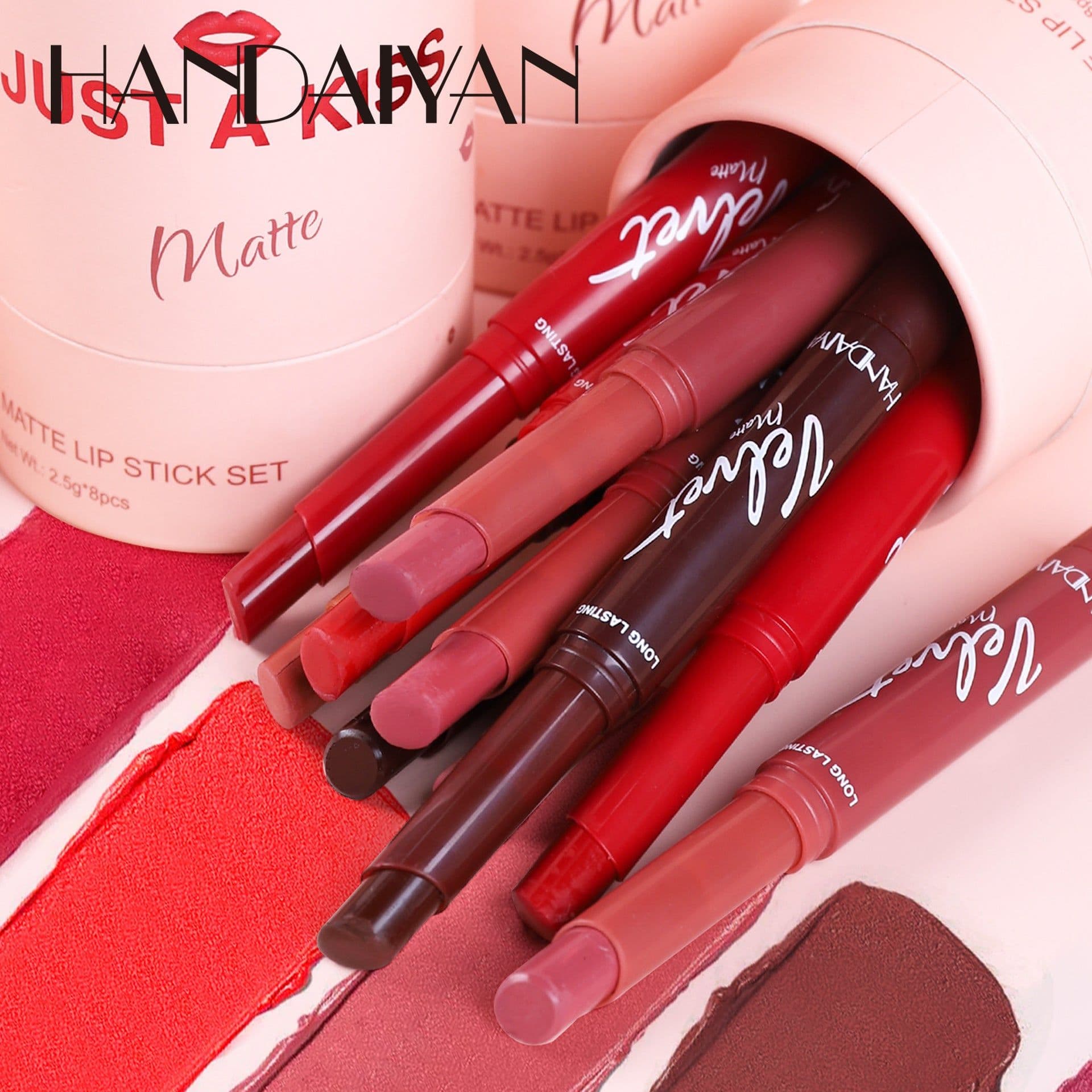 image-Handaiyan Velvet Matte Lipstick Set 8 Colors Moisturizing
