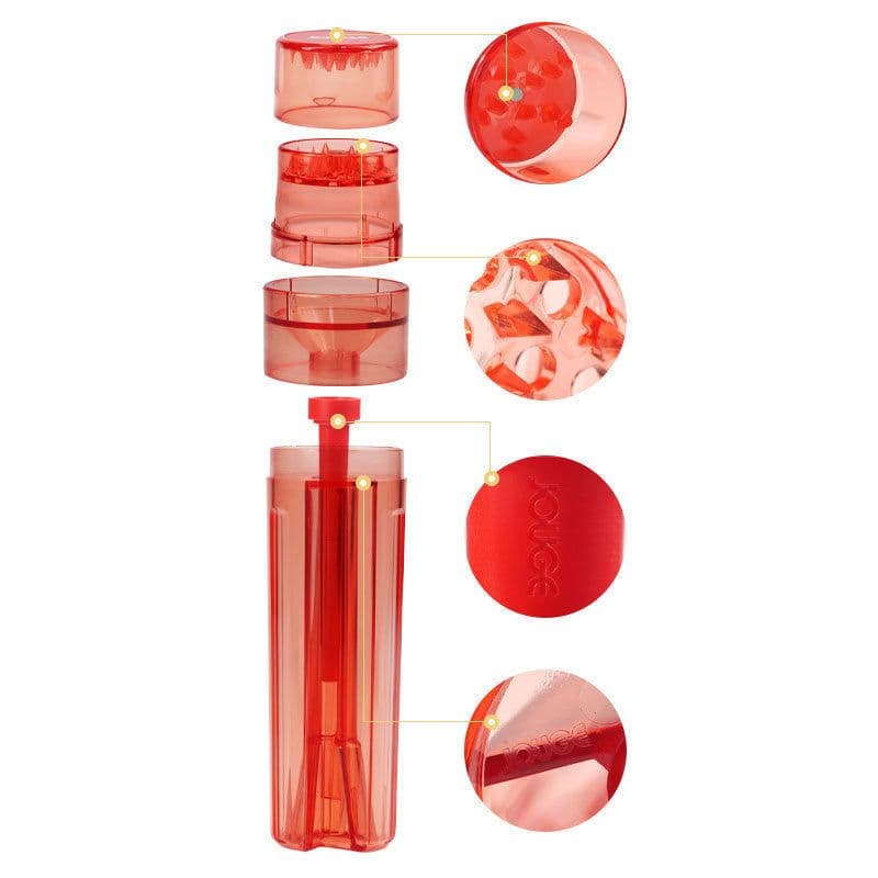 image-Plastic Cigarette Grinder with Integrated Storage Tube