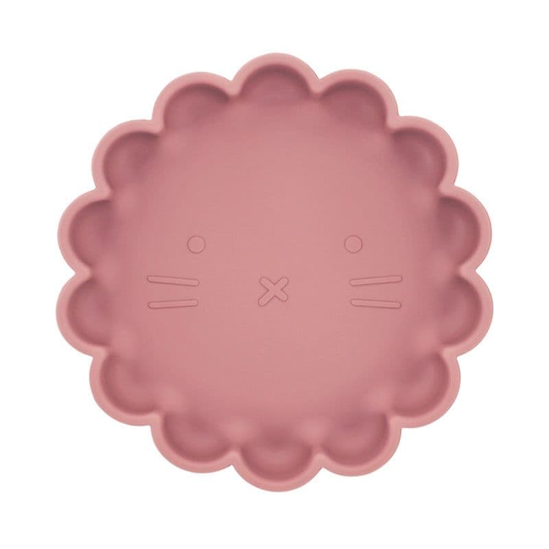 image-Pink Swan Silicone Suction Cup Plate Cartoon Lion Flower Shape