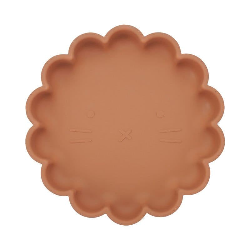 image-Pink Swan Silicone Suction Cup Plate Cartoon Lion Flower Shape