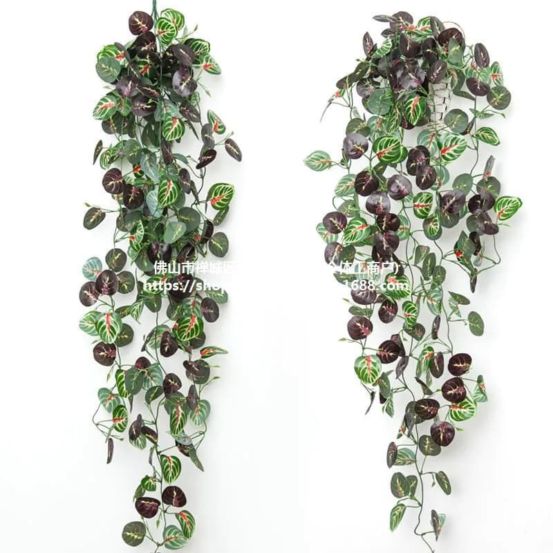 image-Artificial Pothos Hanging Plant Wall Decor Silk Flower Vine