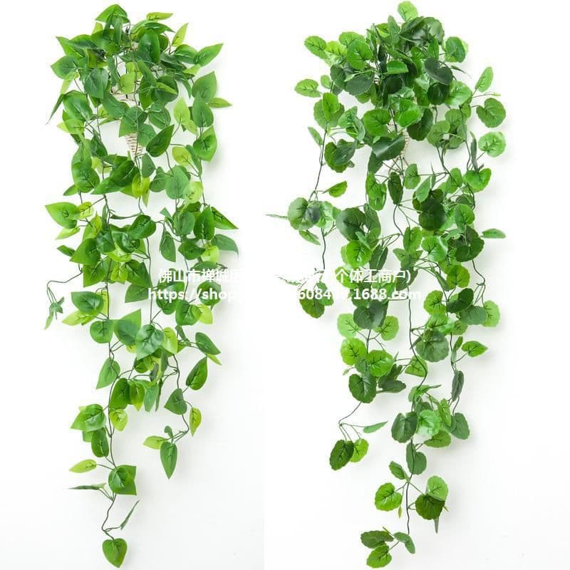 image-Artificial Pothos Hanging Plant Wall Decor Silk Flower Vine