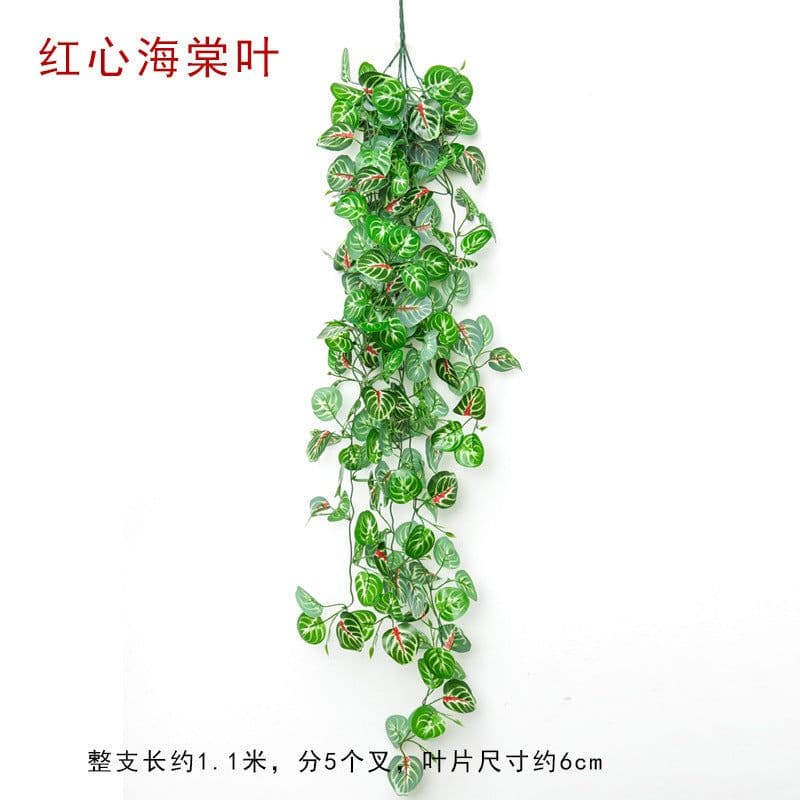 image-Artificial Pothos Hanging Plant Wall Decor Silk Flower Vine