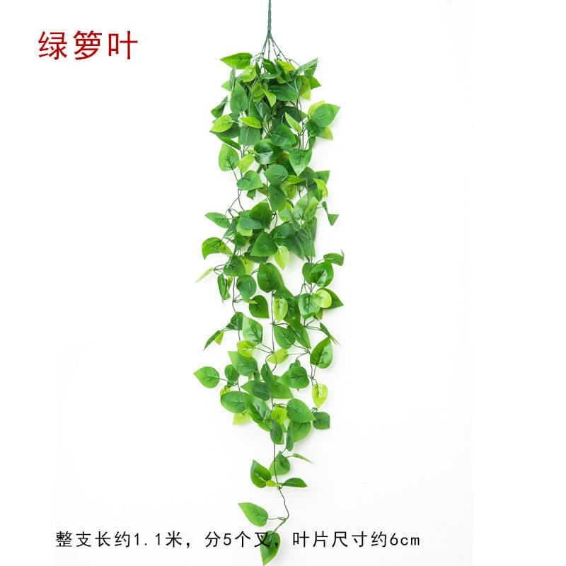 image-Artificial Pothos Hanging Plant Wall Decor Silk Flower Vine
