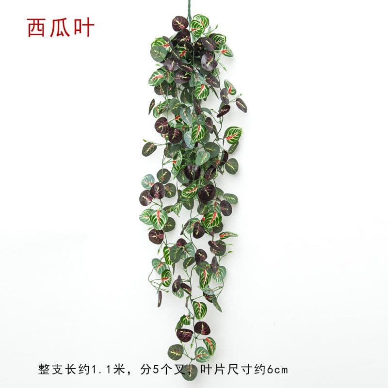 image-Artificial Pothos Hanging Plant Wall Decor Silk Flower Vine