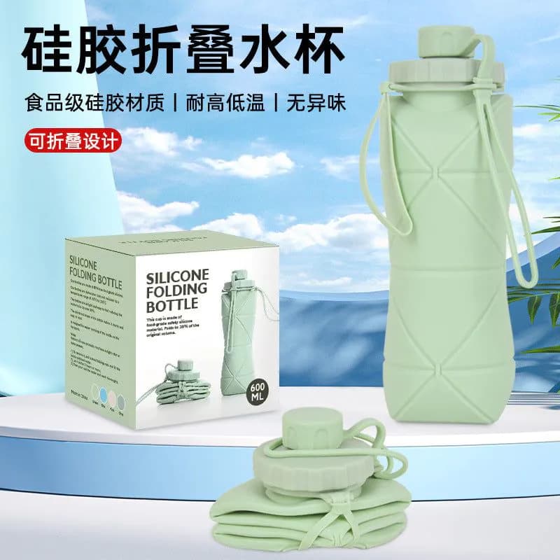image-Collapsible Silicone Water Bottle for Sports and Travel