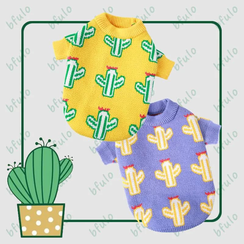 image-Cactus Pet Sweater Thickened Yarn Knit Dog Cat Clothes