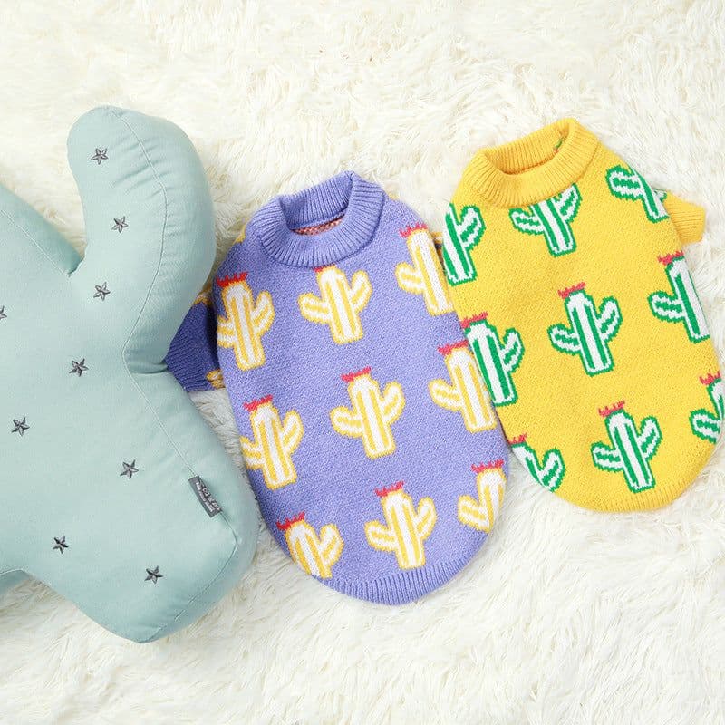image-Cactus Pet Sweater Thickened Yarn Knit Dog Cat Clothes