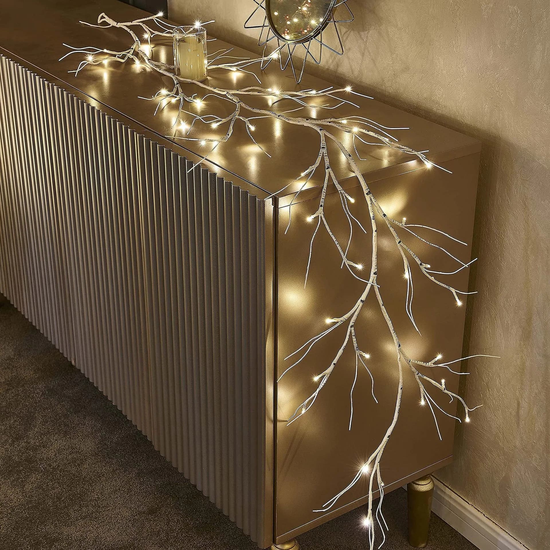 image-LED Rattan Tree Lamp Battery Powered Warm Light Christmas Wedding Decor