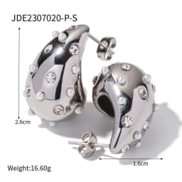 image-18K Gold Plated Stainless Steel Water Drop Geometric Earrings