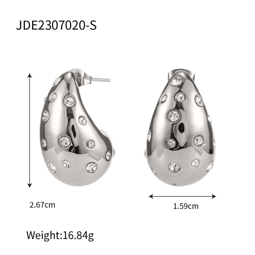 image-18K Gold Plated Stainless Steel Water Drop Geometric Earrings